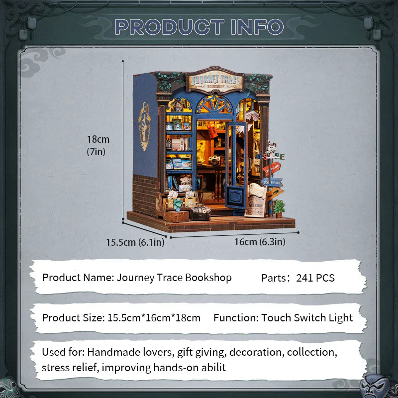 Journey Trace Bookshop DIY Miniature House Kit