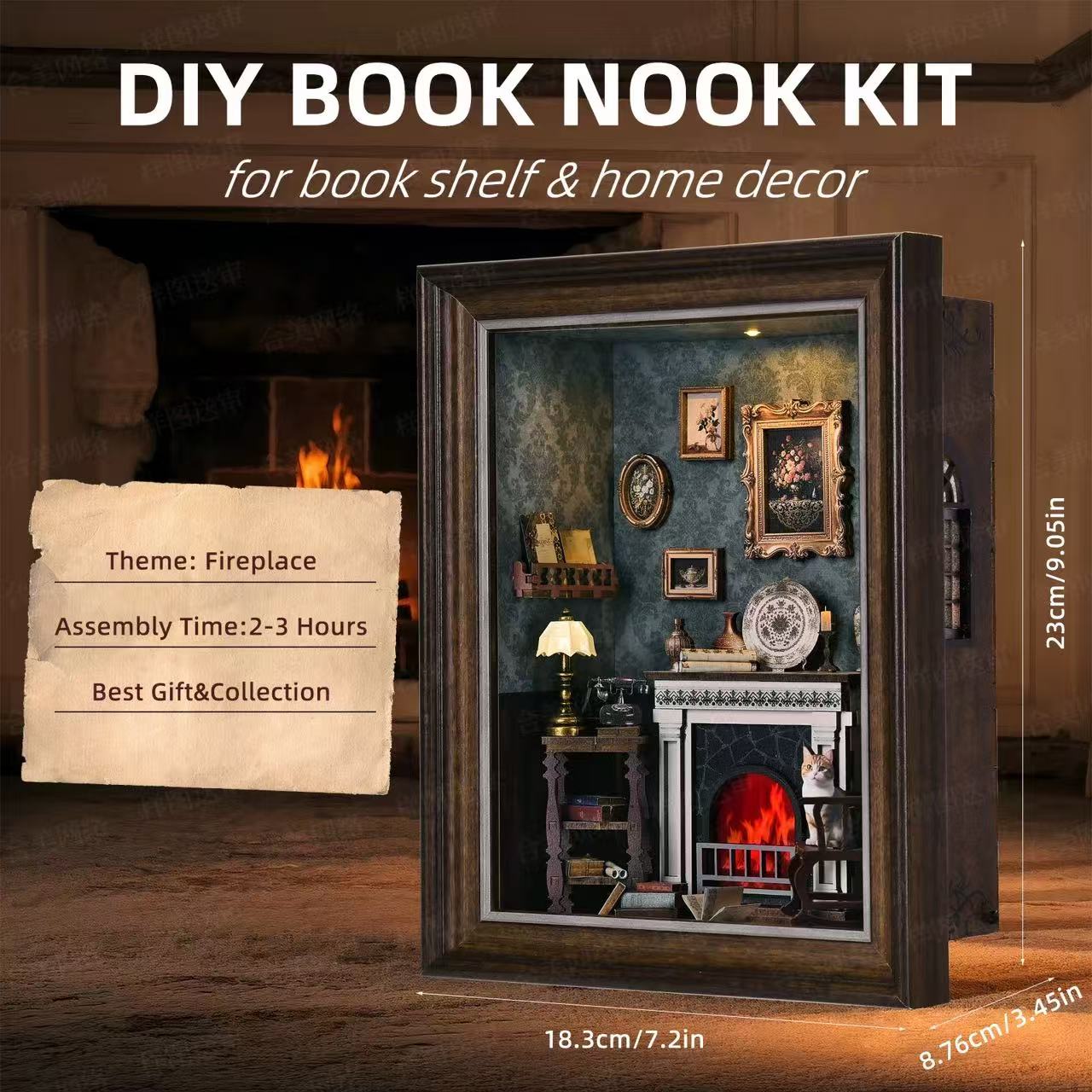 Vintage Fireplace Frame Book Nook Kit