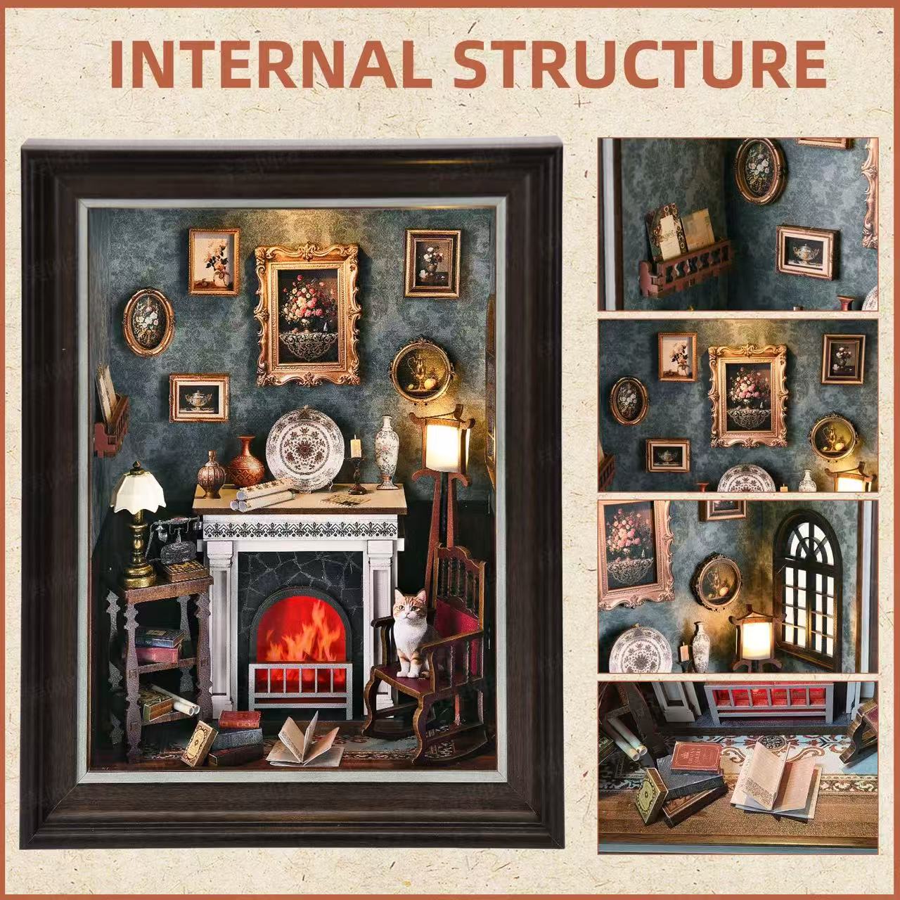Vintage Fireplace Frame Book Nook Kit