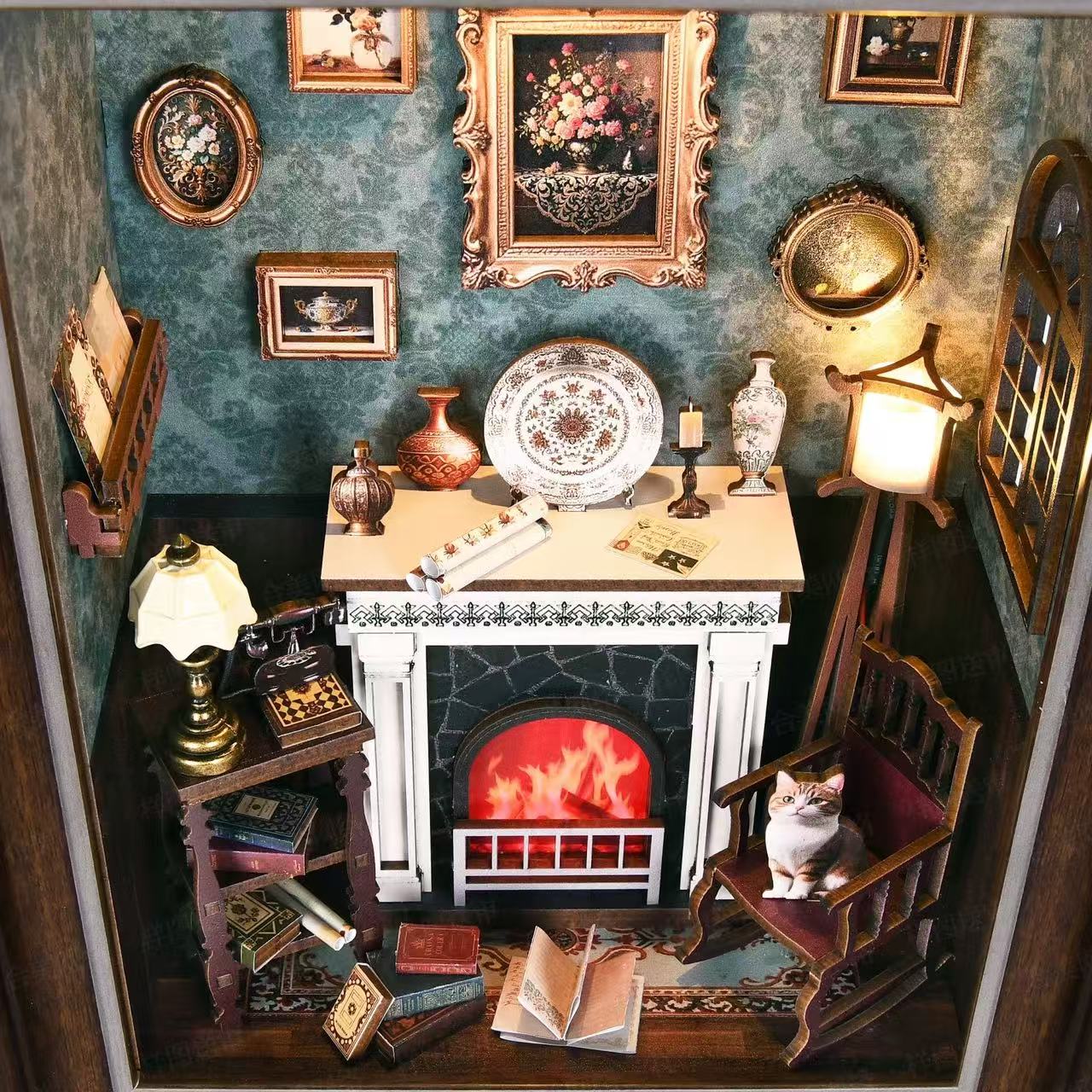 Vintage Fireplace Frame Book Nook Kit