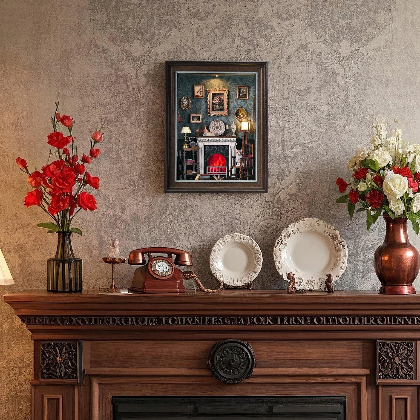 Vintage Fireplace Frame Book Nook Kit