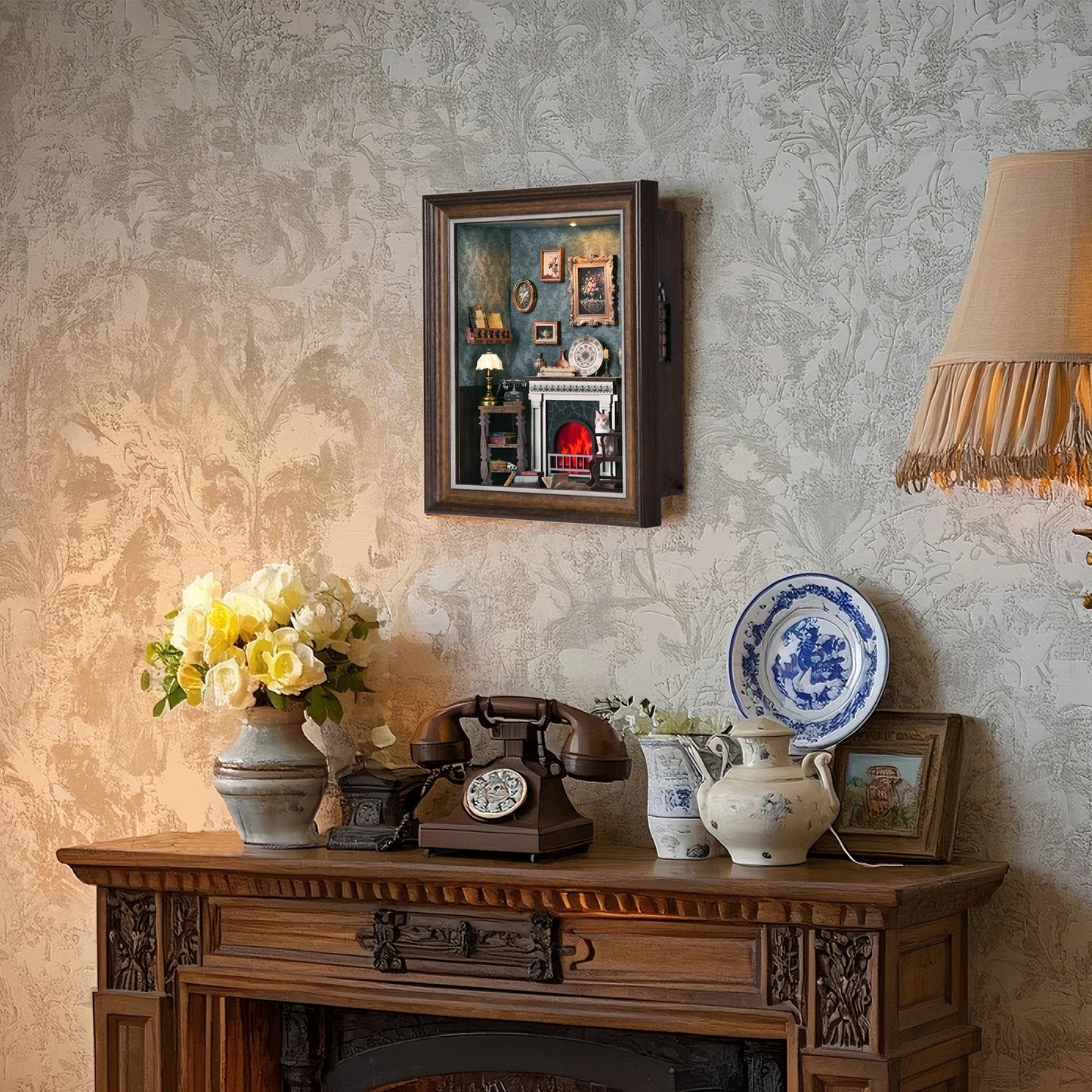 Vintage Fireplace Frame Book Nook Kit