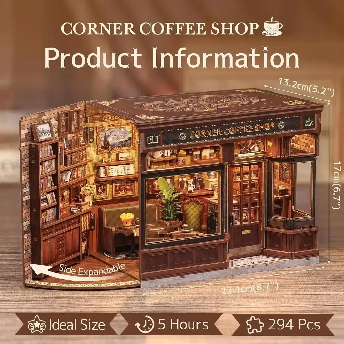 Corner Coffee Shop DIY Miniature House Kit