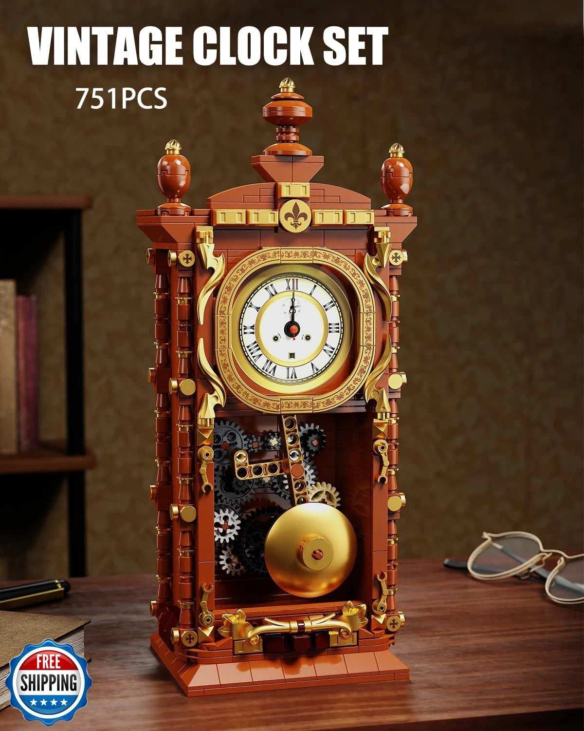 Vintage Pendulum Clock Building Block Kit