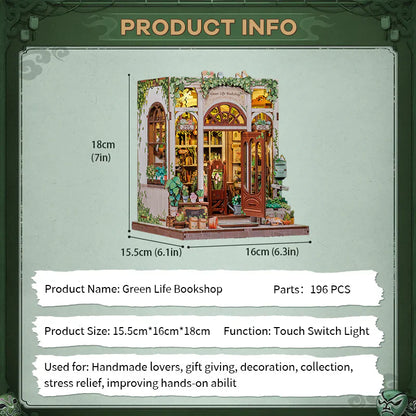 Green Life Bookshop DIY Miniature House