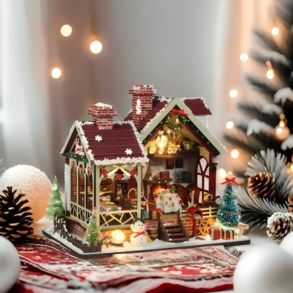 Warm Christmas Cabin DIY Miniature House Kit