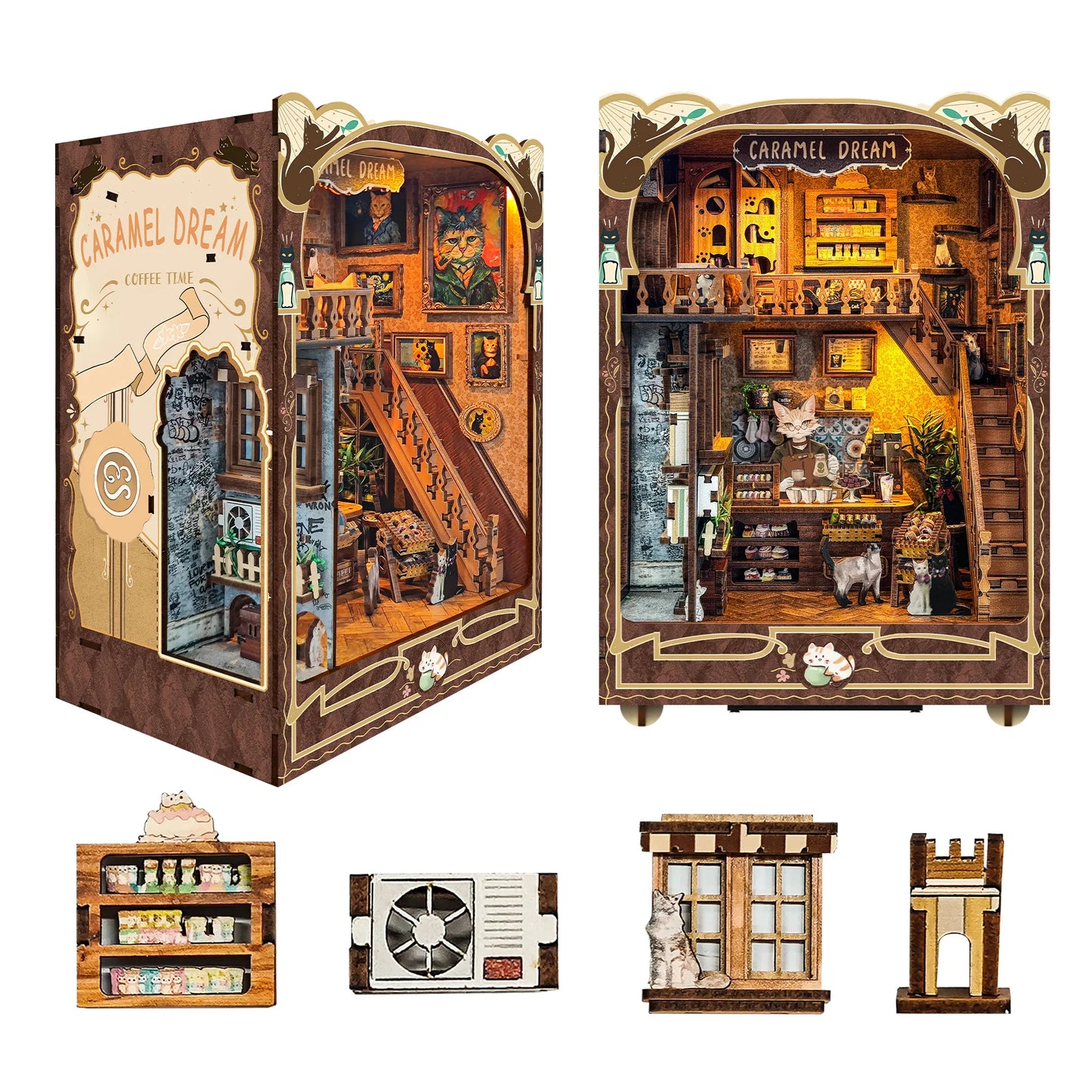 Caramel Dreams Cat Café Book Nook Kit
