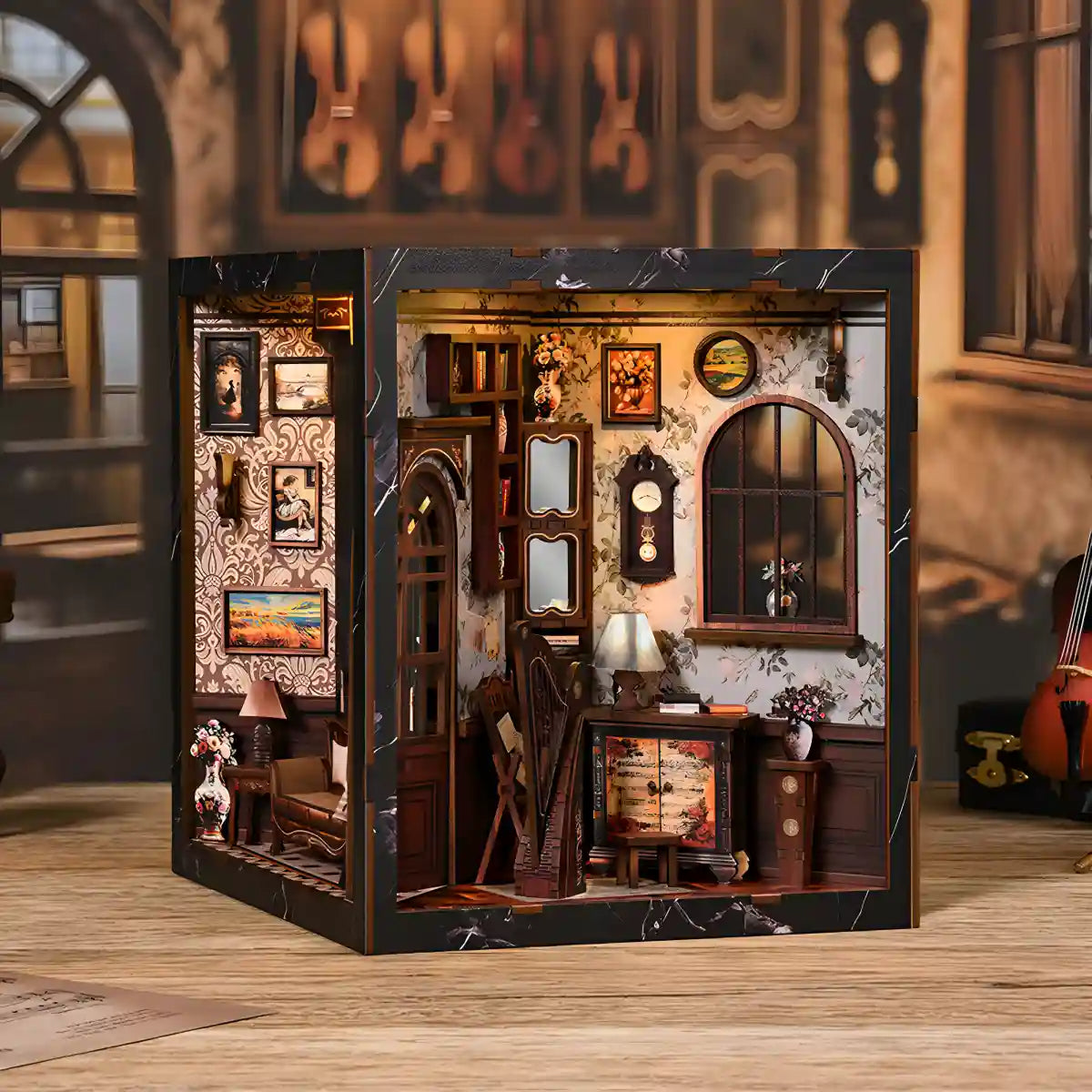 European Melody Musical Instrument Box DIY Book Nook Kit