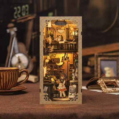 Grandfather’s Antique Store DIY Book Nook Kit, Bookshelf Insert Decor Diorama, 3D Wooden Puzzle Book end, Miniature Book Stand