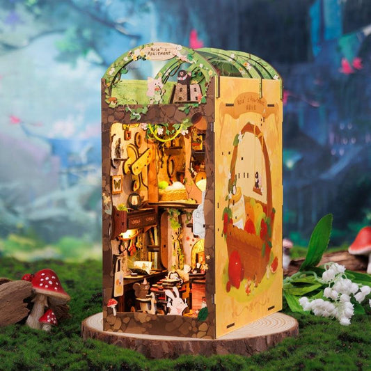 Mole's Apartment DIY Book Nook Kit, Bookshelf Insert Diorama, 3D Wooden Puzzles Bookend, Miniature House Crafts