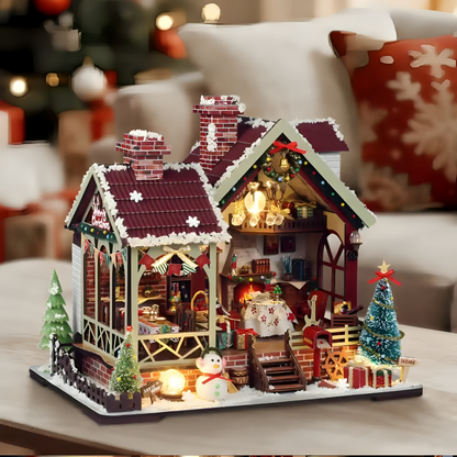 Warm Christmas Cabin DIY Miniature House Kit