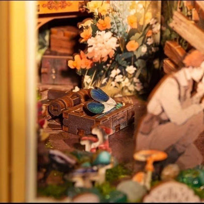 Insect Story DIY Book Nook Kit, Souvenirs Entomologiques inspired bookshelf insert decor miniature, 3d wooden puzzles - details