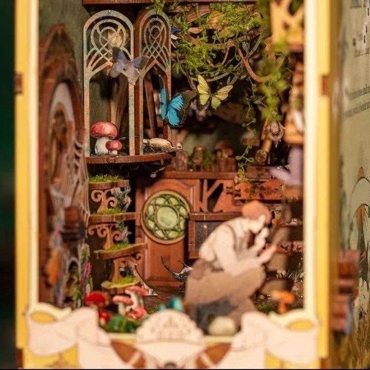 Insect Story DIY Book Nook Kit, Souvenirs Entomologiques inspired bookshelf insert decor miniature, 3d wooden puzzles - features