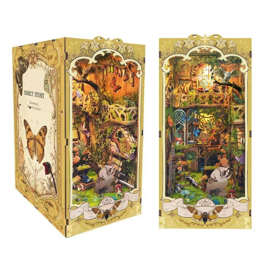 Insect Story DIY Book Nook Kit, Souvenirs Entomologiques inspired bookshelf insert decor miniature, 3d wooden puzzles - main